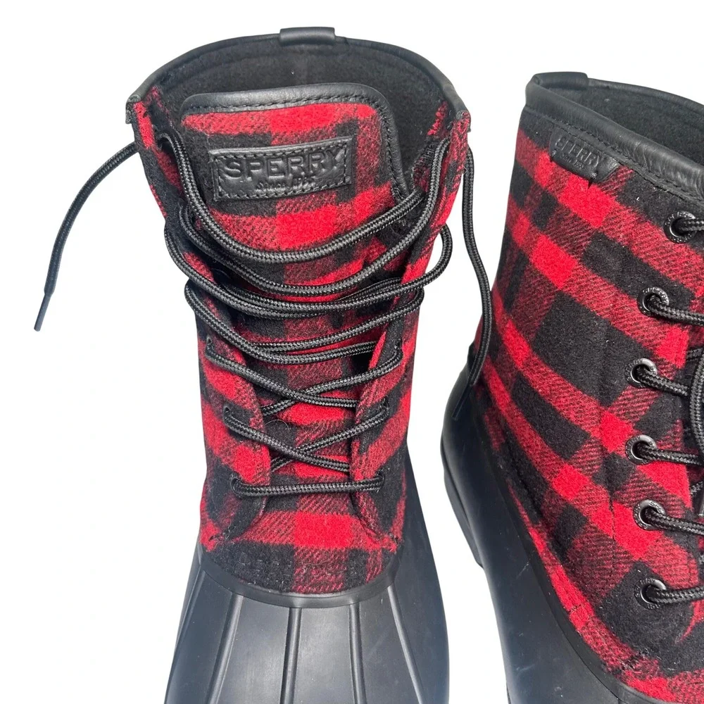 Sperry Saltwater Top-Sider Buffalo Plaid‎ Wool Duck Rain Winter Boot Mens 10.5